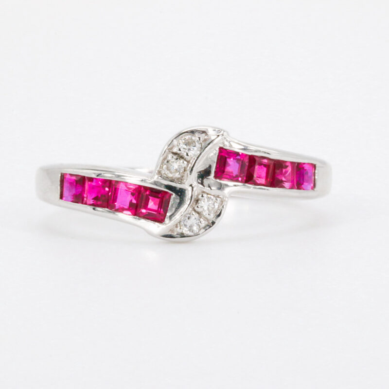 18k White Gold Ruby And Diamond Fashion Band