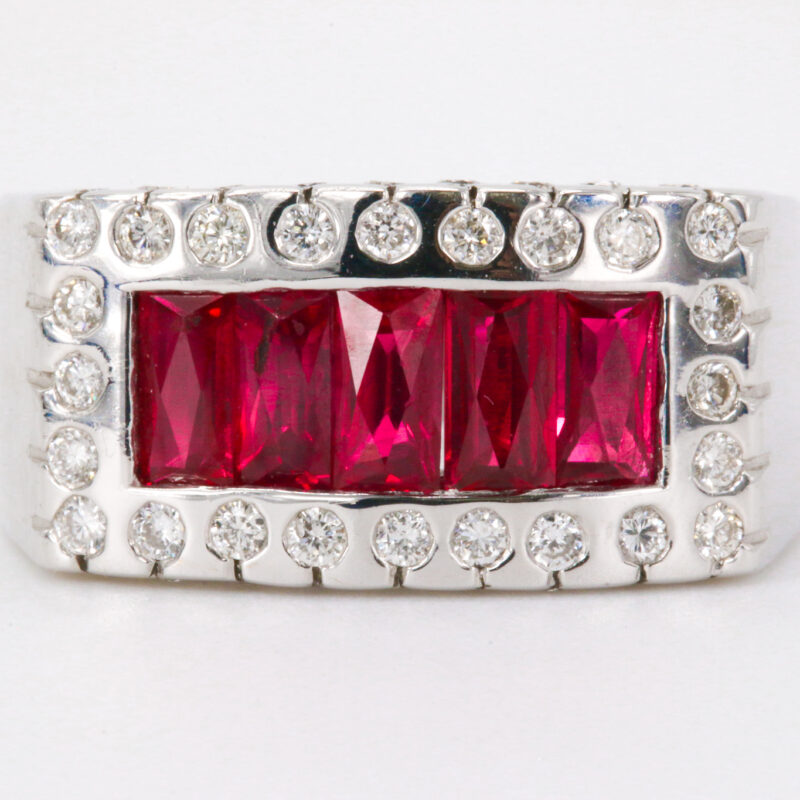 18k White Gold Ruby And Diamonds Fashion Band
