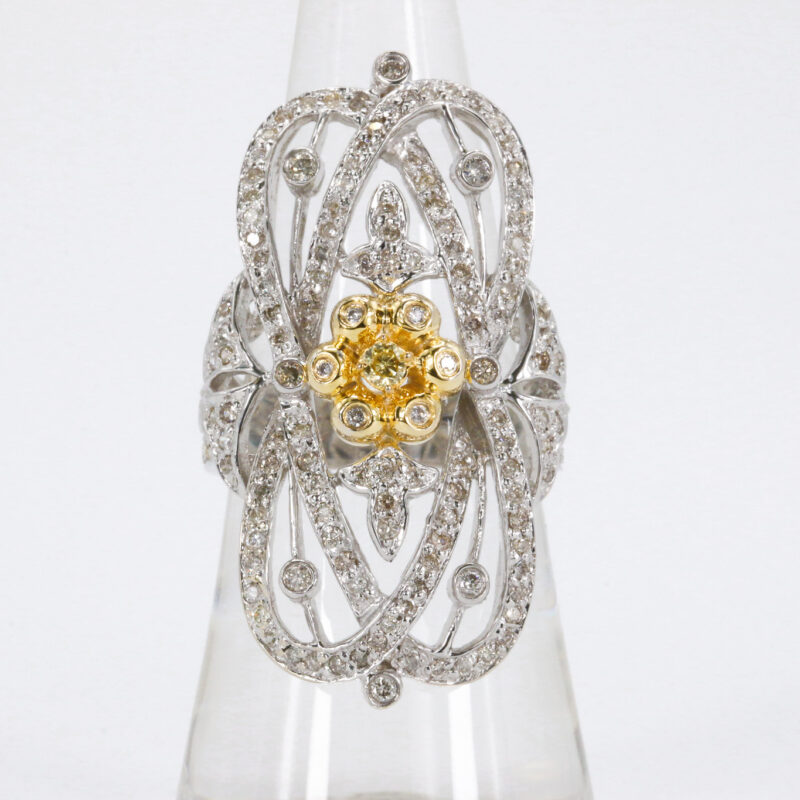 18k White/Yellow Gold Yellow And White Diamond Fashion Ring