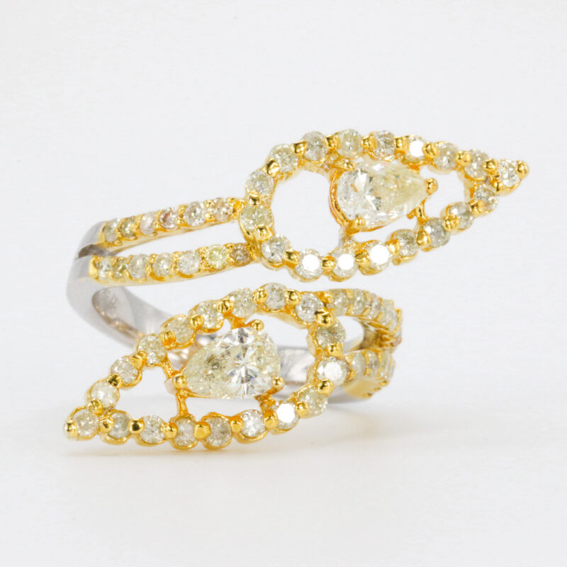 18k White/Yellow Gold Yellow Diamond Bypass Ring