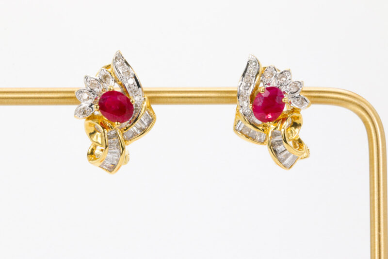 18k Yellow Gold Ruby And Diamond Fashion Earrings ⋆ Diamond Exchange ...