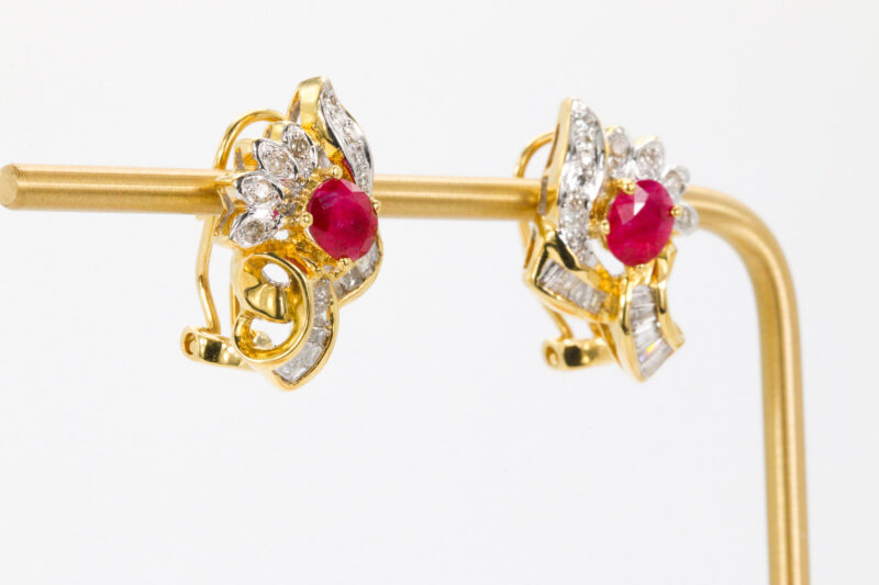18k Yellow Gold Ruby And Diamond Fashion Earrings ⋆ Diamond Exchange ...