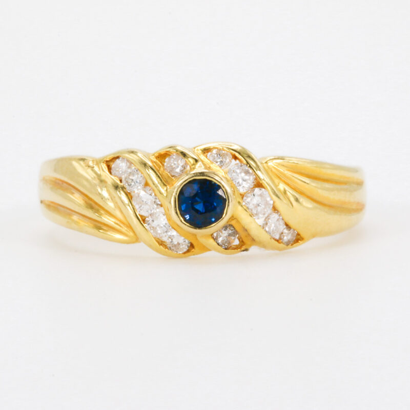 18k Yellow Gold Sapphire And Diamond Fashion Band