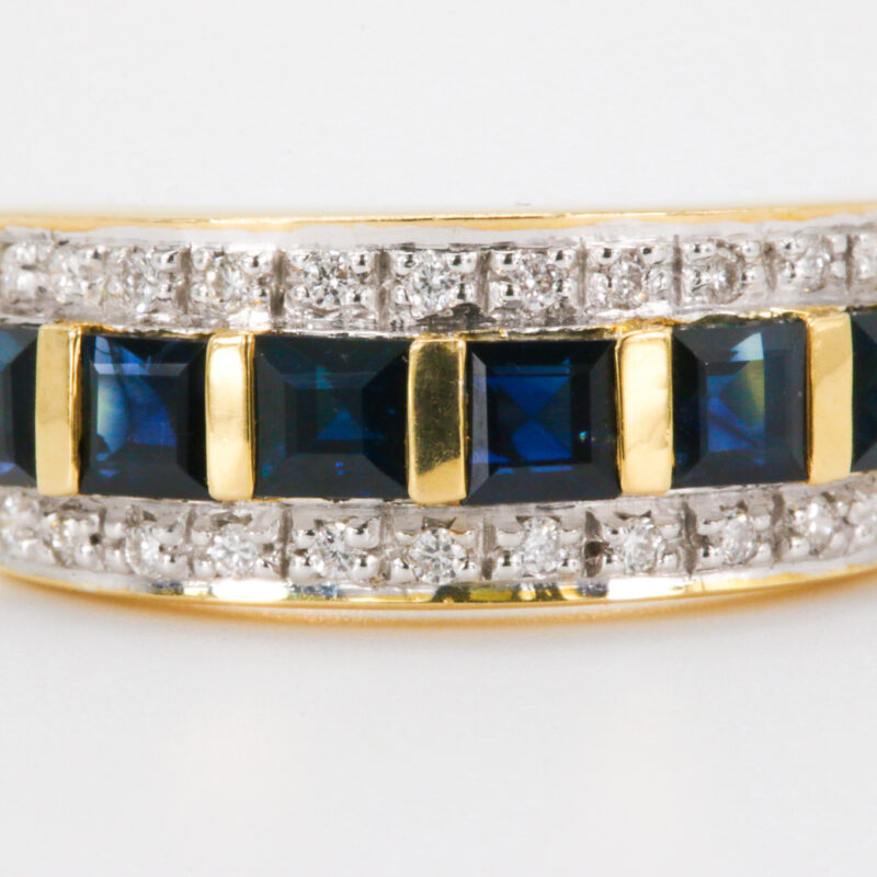 18k Yellow Gold Sapphire And Diamonds Band
