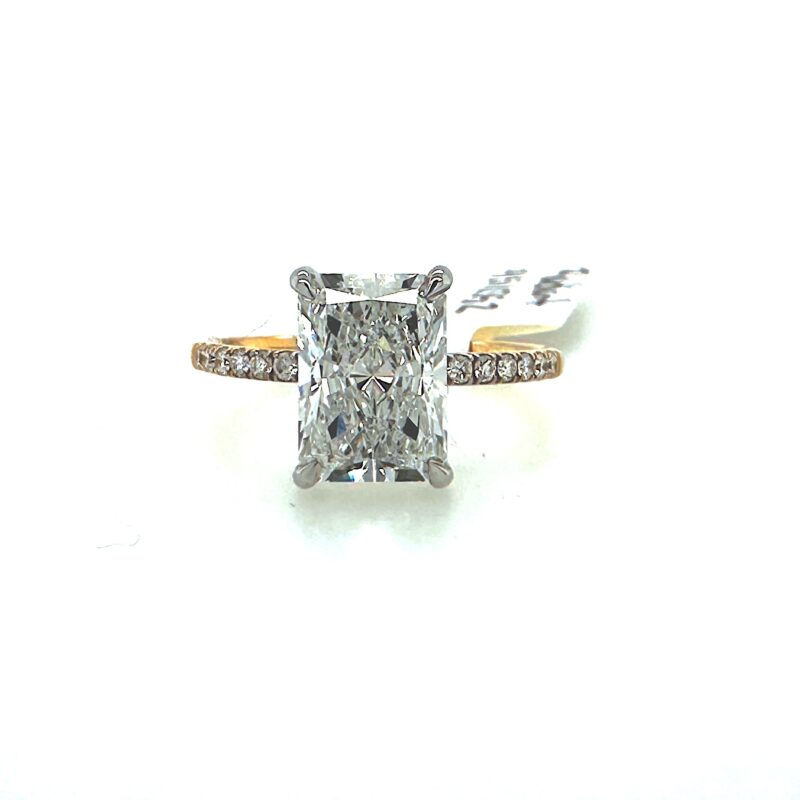 14k White Gold 3.82 CTW Lab Radiant Cut Engagement Ring