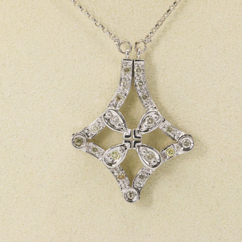 14k White Gold Diamond Convertible Curved Necklace