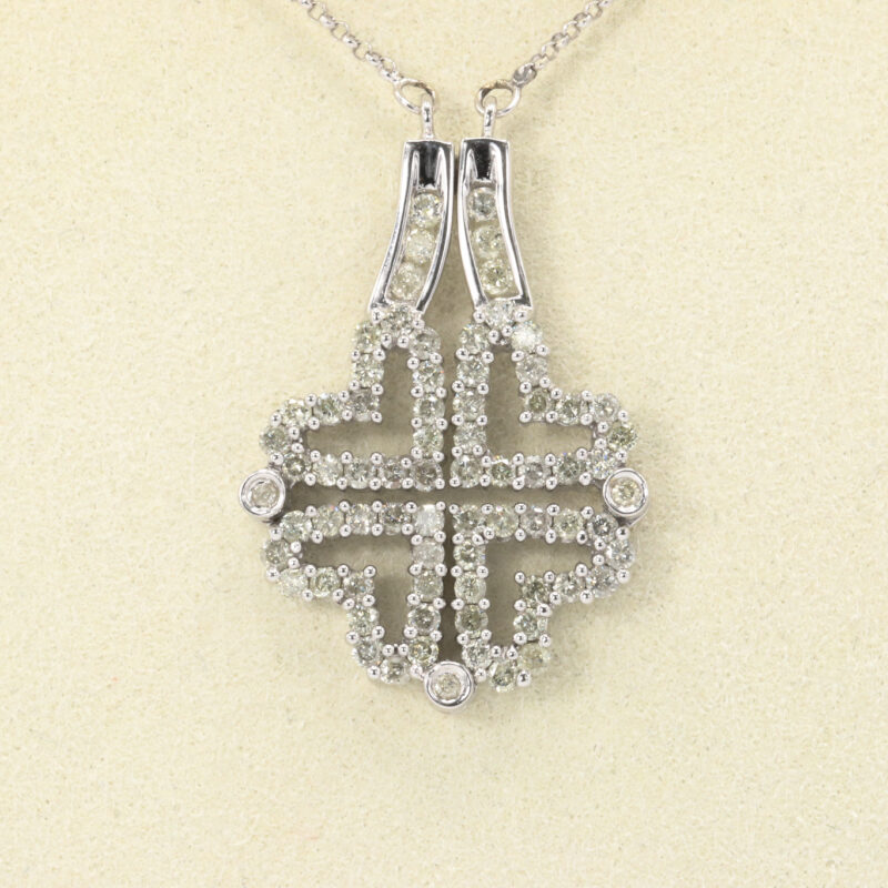 14k White Gold Diamond Convertible Hearts Necklace