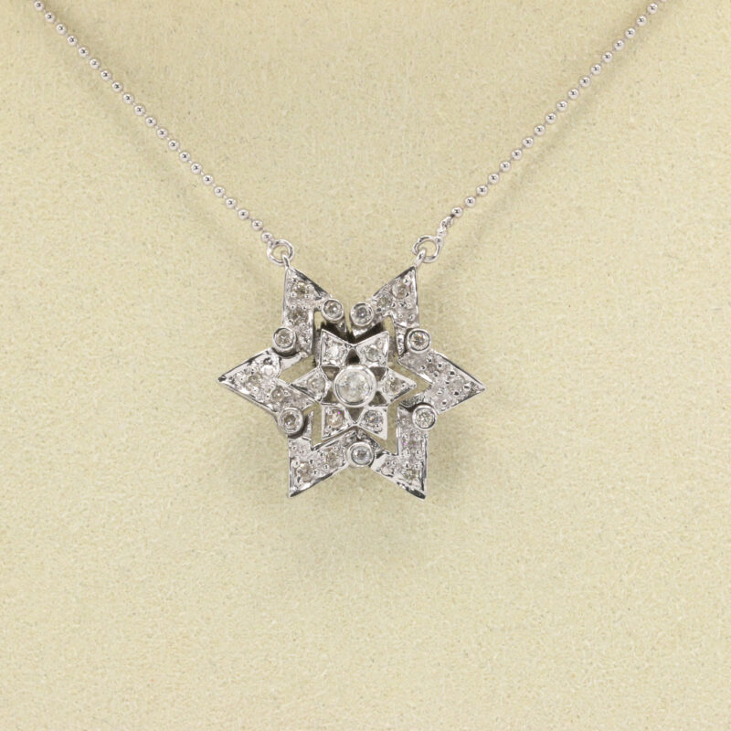 14k White Gold Diamond Convertible Star Necklace