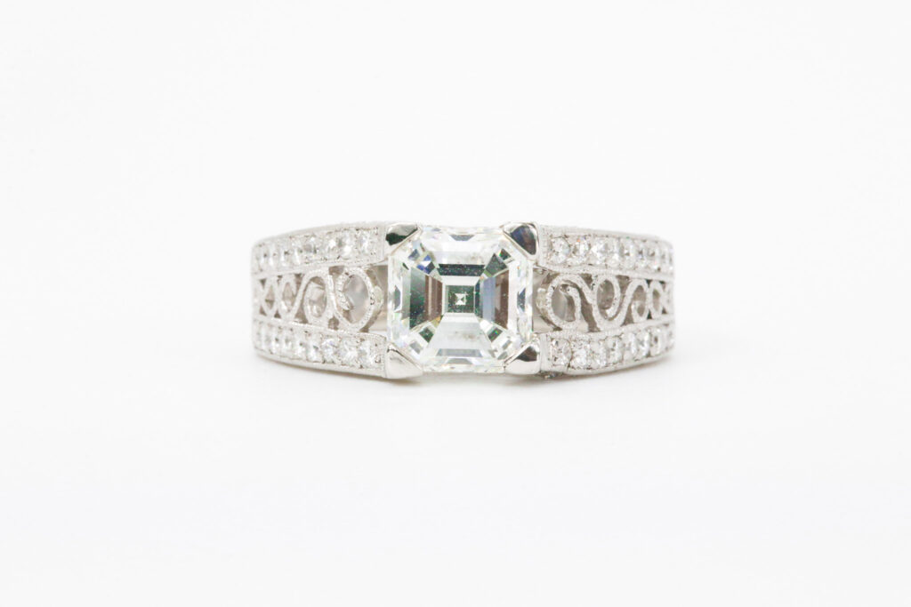 Platinum 2.28 CT Asscher Cut GIA Certified Diamond Ring