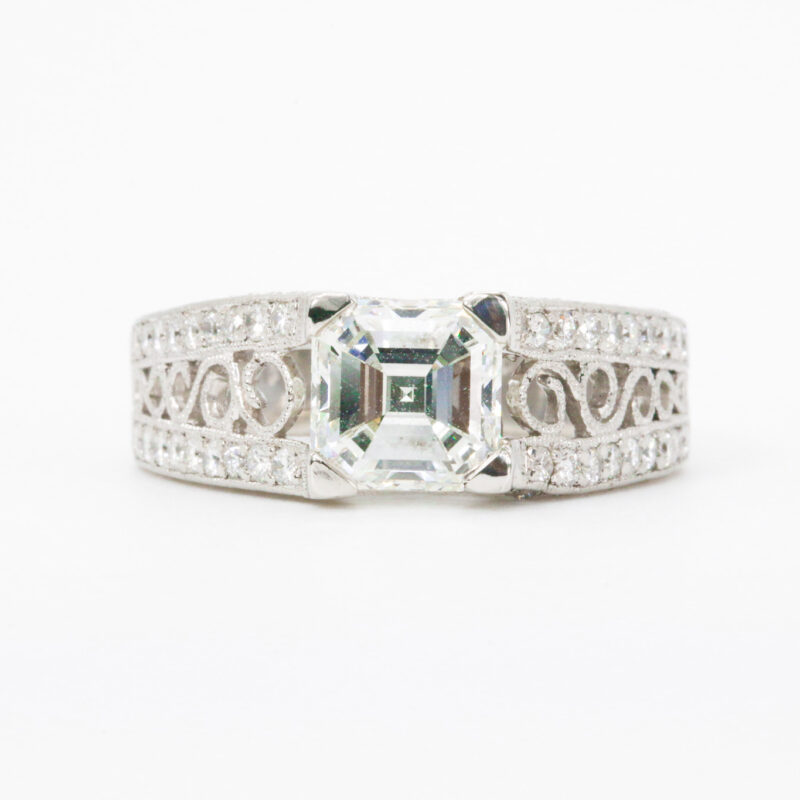 Platinum 2.28 CT Asscher Cut GIA Certified Diamond Ring
